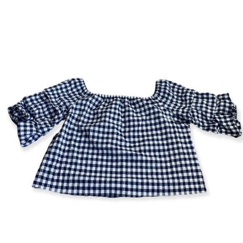 Lane Bryant women’s gingham off the shoulder blouse size 26/28 - Picture 2 of 9